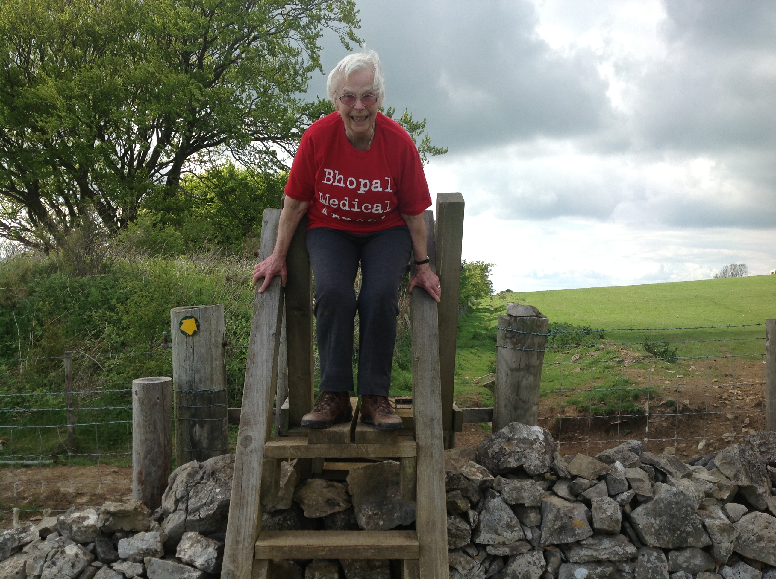 Agnes attempting (one of many!) stiles along the route. 