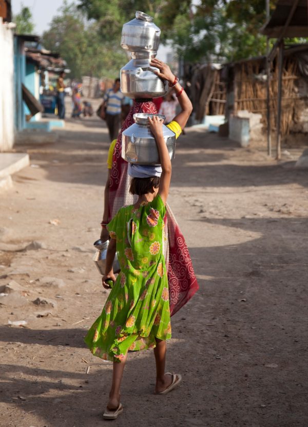 Most days the residents of Amalayub Nagar collect water for their families.  Union Carbide never cleaned up the factory site so heavy metals have slowly spread over time contaminating the local water supply. The residents know that the water is poisonous but says the people have no choice but to drink it