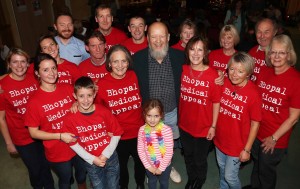 Auction volunteers and helpers, with Micahel Eavis (centre) and to his right, event organiser and BMA supporter Fiona Case