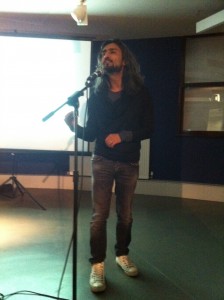 Avaes Mohammed, poet, playwright, author and Bhopal Medical Appeal trustee, performing at an event in Leeds