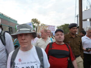 Scottish TUC delegates march with survivors of the Bhopal Disaster at the 30th anniversary commemorative events in December 2014