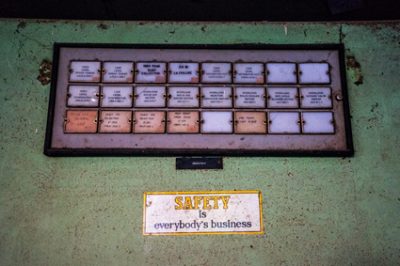 Sign in Control Room, Union Carbide Factory