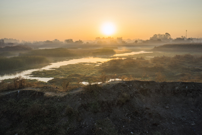 Remains of solar evaporation pond 