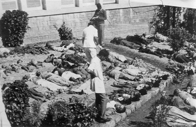 Bodies Being Lined Up Outside Hamidia Hospital