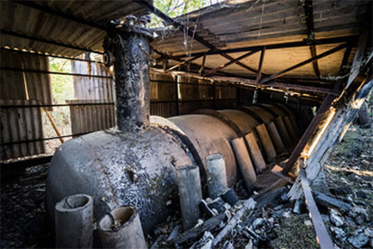 Remains of one of the MIC holding tanks at Union Carbide’s Bhopal plan